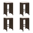 vidaXL Patio Bar Stools with Cushions 4 pcs Brown Poly Rattan