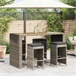vidaXL Patio Bar Stools with Cushions 4 pcs Gray Poly Rattan