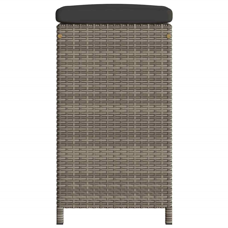 vidaXL Patio Bar Stools with Cushions 4 pcs Gray Poly Rattan