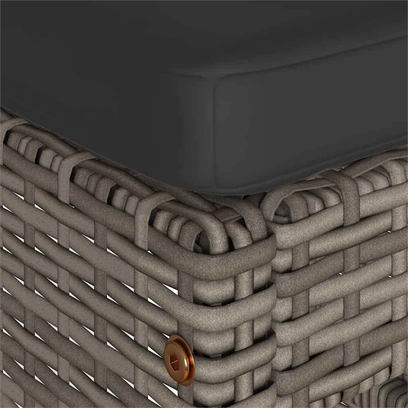 vidaXL Patio Bar Stools with Cushions 4 pcs Gray Poly Rattan