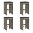 vidaXL Patio Bar Stools with Cushions 4 pcs Gray Poly Rattan