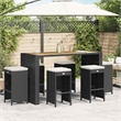vidaXL Patio Bar Stools with Cushions 6 pcs Black Poly Rattan