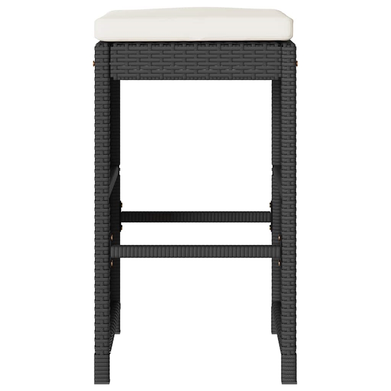 vidaXL Patio Bar Stools with Cushions 6 pcs Black Poly Rattan