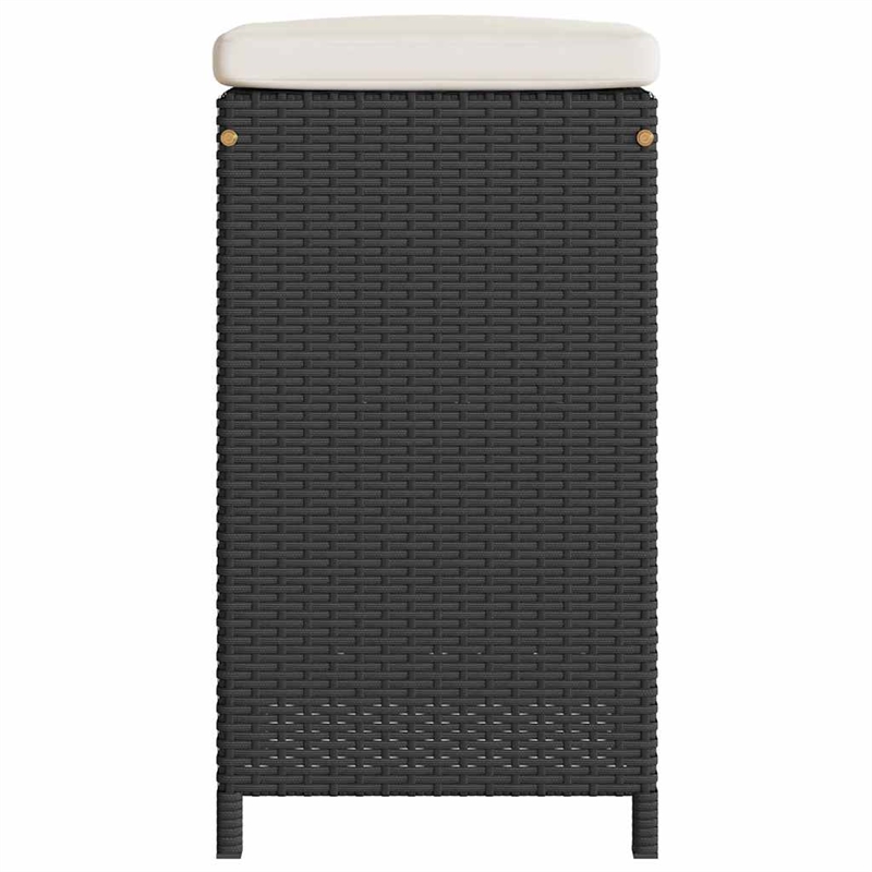 vidaXL Patio Bar Stools with Cushions 6 pcs Black Poly Rattan