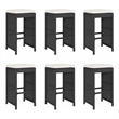 vidaXL Patio Bar Stools with Cushions 6 pcs Black Poly Rattan