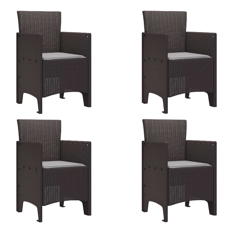 vidaXL Garden Chair 4 pcs Brown Polypropylene