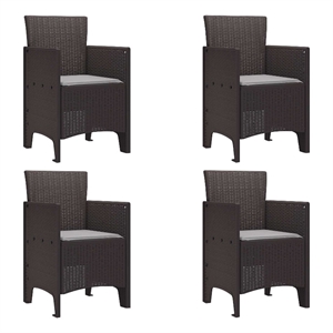 vidaXL Garden Chair 4 pcs Brown Polypropylene