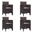 vidaXL Garden Chair 4 pcs Brown Polypropylene