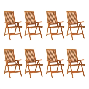 vidaXL Folding Patio Chairs 8 pcs Solid Wood Eucalyptus