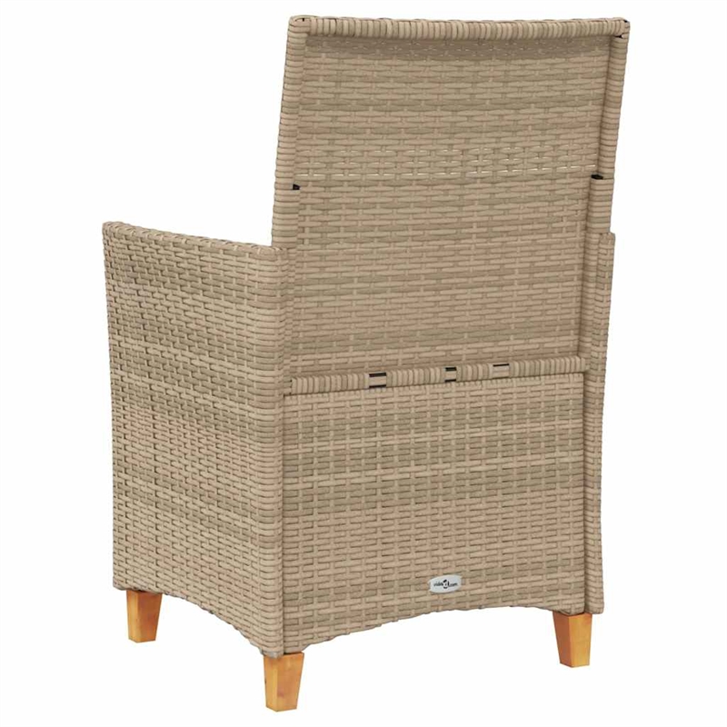 vidaXL Patio Chairs with Cushions 2 pcs Beige Poly Rattan&Solid Wood