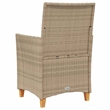 vidaXL Patio Chairs with Cushions 2 pcs Beige Poly Rattan&Solid Wood