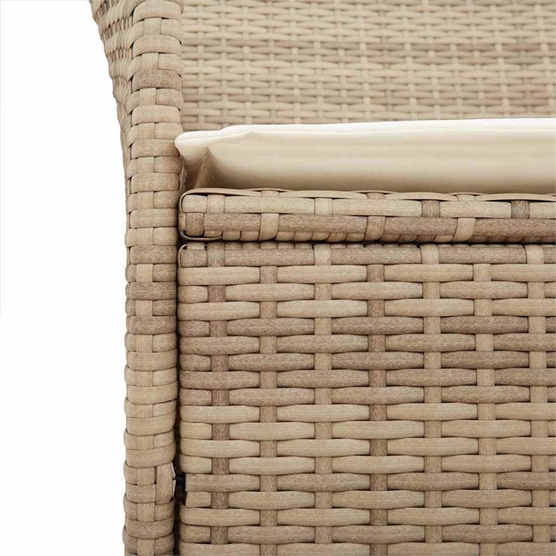 vidaXL Patio Chairs with Cushions 2 pcs Beige Poly Rattan&Solid Wood