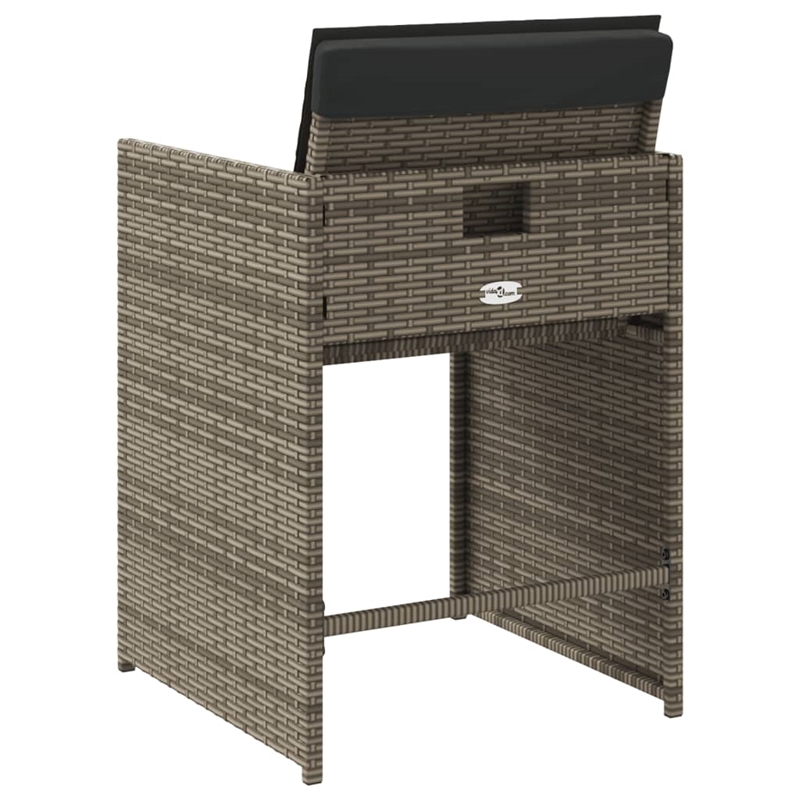 vidaXL Patio Chairs with Cushions 4 pcs Gray Poly Rattan