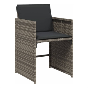vidaXL Patio Chairs with Cushions 4 pcs Gray Poly Rattan