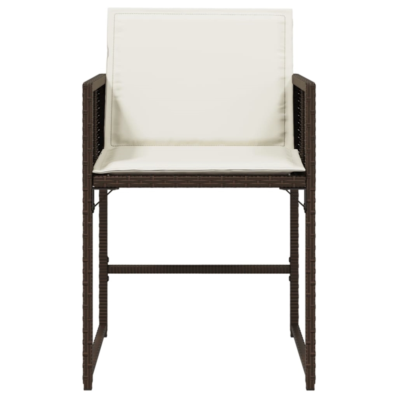 vidaXL Patio Chairs with Cushions 4 pcs Brown Poly Rattan