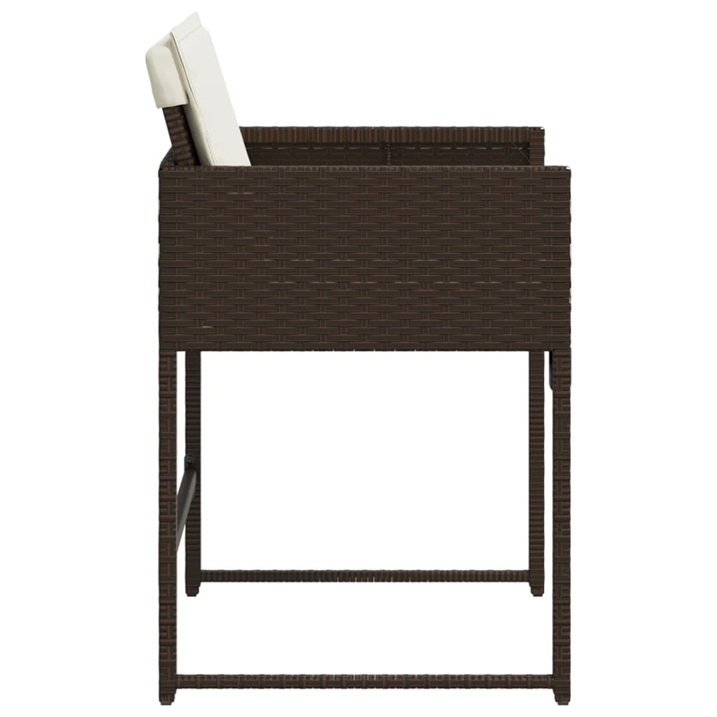 vidaXL Patio Chairs with Cushions 4 pcs Brown Poly Rattan