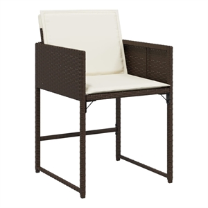 vidaXL Patio Chairs with Cushions 4 pcs Brown Poly Rattan