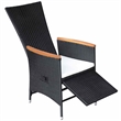 vidaXL Reclining Patio Chairs 2 pcs with Cushions Poly Rattan Black