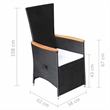 vidaXL Reclining Patio Chairs 2 pcs with Cushions Poly Rattan Black