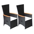 vidaXL Reclining Patio Chairs 2 pcs with Cushions Poly Rattan Black