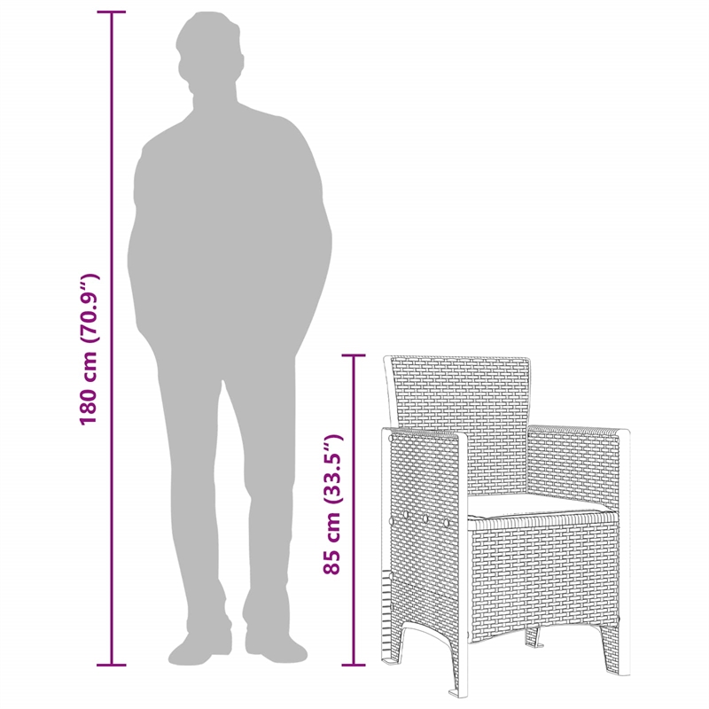 vidaXL Garden Chair 2 pcs Anthracite Polypropylene