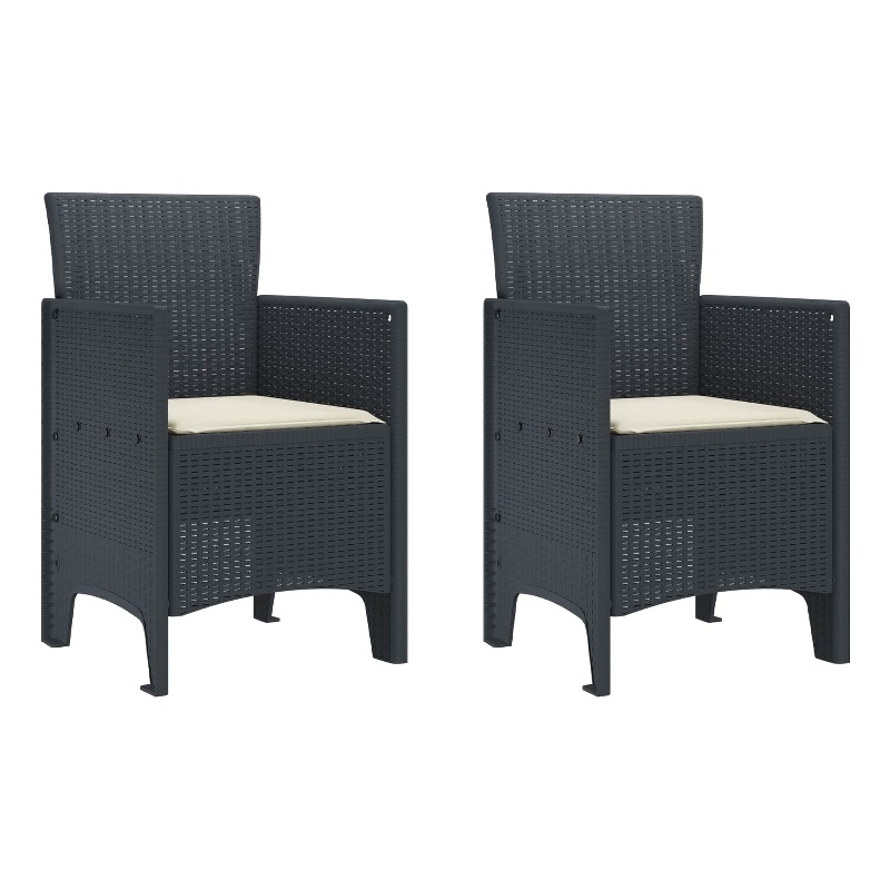 vidaXL Garden Chair 2 pcs Anthracite Polypropylene