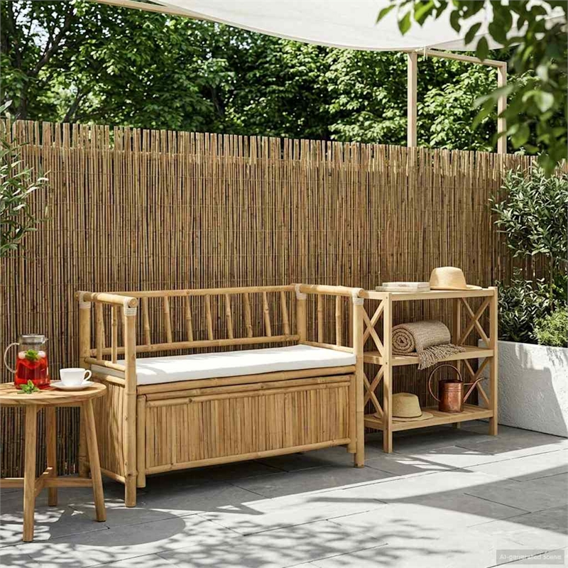 vidaXL Garden Storage Bench 43.3 x 18.5 x 31.5 in Bamboo Natural