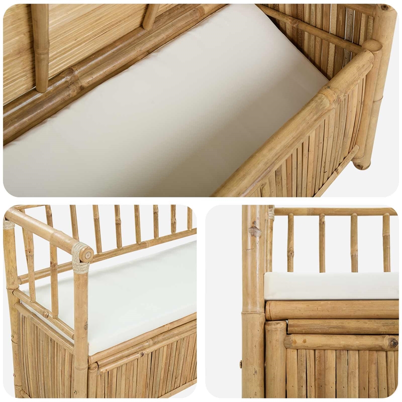 vidaXL Garden Storage Bench 43.3 x 18.5 x 31.5 in Bamboo Natural
