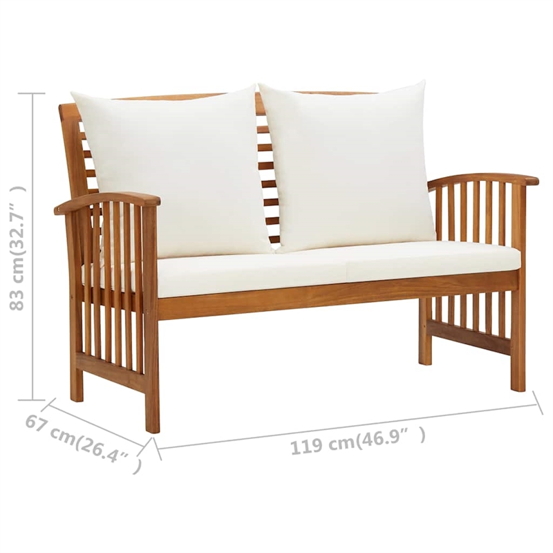 vidaXL Patio Bench with Cushions 46.9