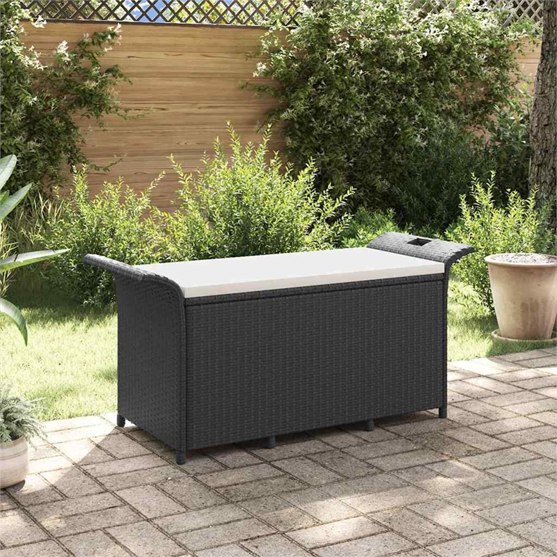 vidaXL Patio Bench with Cushion Black 45.7