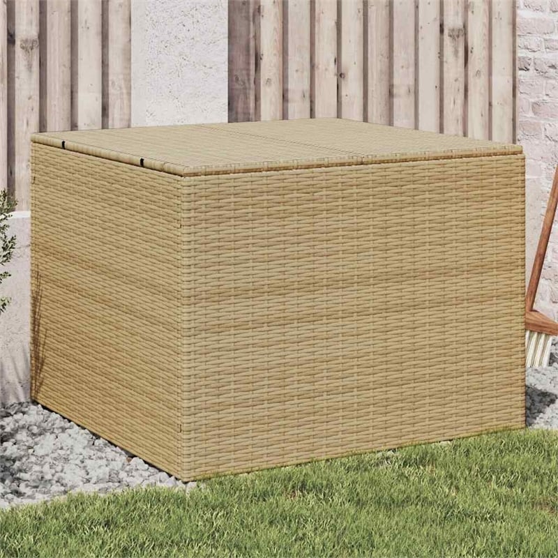 vidaXL Garden Storage Box Mix Beige 76.9 Gal Poly Rattan