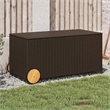 vidaXL Garden Storage Box with Wheels Brown 50.2 Gal Poly Rattan