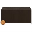 vidaXL Garden Storage Box with Wheels Brown 50.2 Gal Poly Rattan