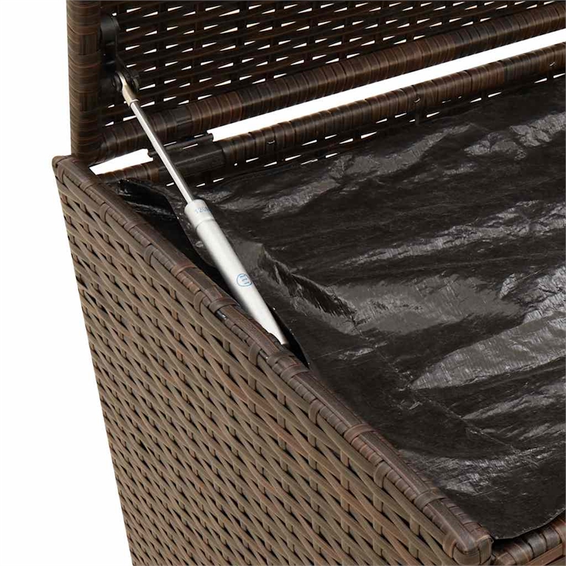 vidaXL Garden Storage Box with Wheels Brown 50.2 Gal Poly Rattan