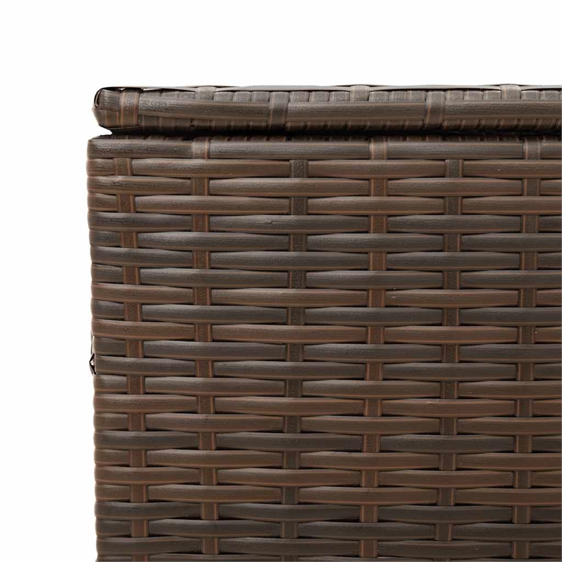 vidaXL Garden Storage Box with Wheels Brown 50.2 Gal Poly Rattan