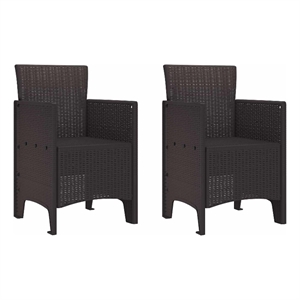 vidaXL Garden Chair 2 pcs Brown Polypropylene