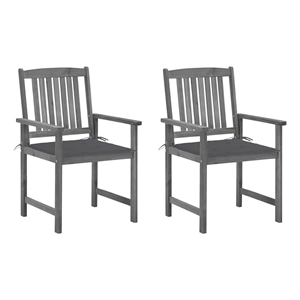 vidaXL Patio Chairs with Cushions 2 pcs Gray Solid Acacia Wood