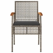 vidaXL Patio Chairs with Cushions 4 pcs Gray Poly Rattan Acacia Wood