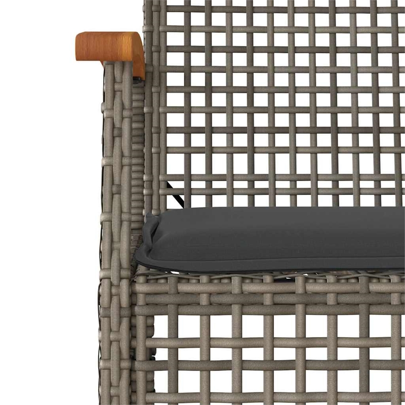 vidaXL Patio Chairs with Cushions 4 pcs Gray Poly Rattan Acacia Wood