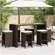 vidaXL Patio Bar Stools with Cushions 6 pcs Brown Poly Rattan
