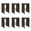vidaXL Patio Bar Stools with Cushions 6 pcs Brown Poly Rattan