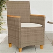 vidaXL Patio Chairs with Cushions 2 pcs Beige Poly Rattan&Solid Wood