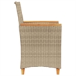 vidaXL Patio Chairs with Cushions 2 pcs Beige Poly Rattan&Solid Wood