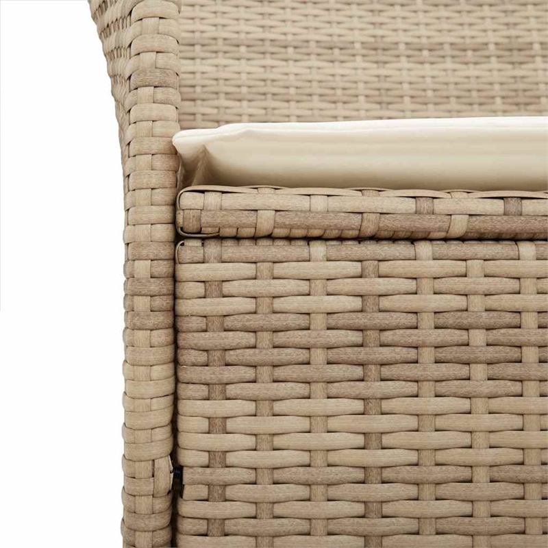 vidaXL Patio Chairs with Cushions 2 pcs Beige Poly Rattan&Solid Wood