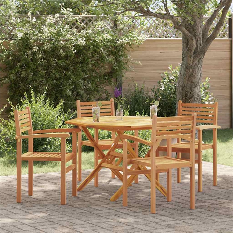 vidaXL Chair 4 pcs Brown Solid Teak Wood