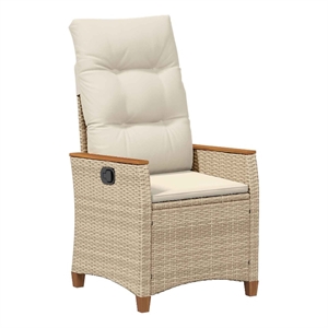 vidaXL Reclining Garden Chair Beige and Cream 25.20 x 22.64 x 44.09 in