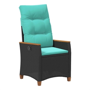 vidaXL Reclining Garden Chair Black and Turquoise Poly Rattan