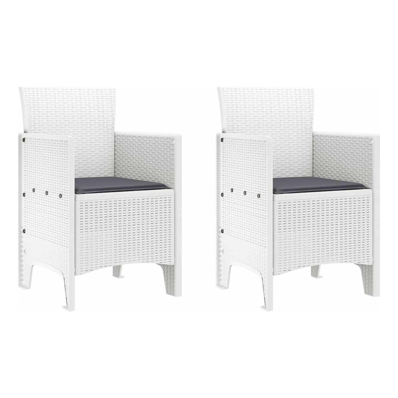 vidaXL Garden Chair 2 pcs White Polypropylene