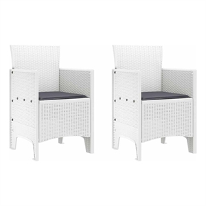 vidaXL Garden Chair 2 pcs White Polypropylene