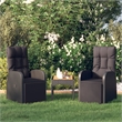 vidaXL Reclining Patio Chairs with Cushions 2 pcs Black Poly Rattan